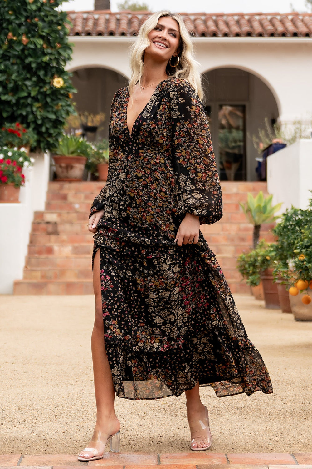 Bowman Deep V Maxi Dress | Baltic Born Black Multi