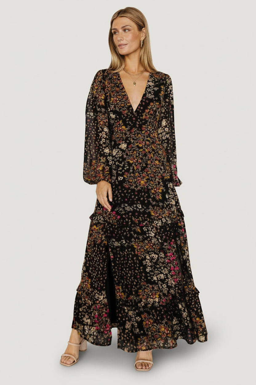 Bowman Deep V Maxi Dress | Baltic Born Black Multi