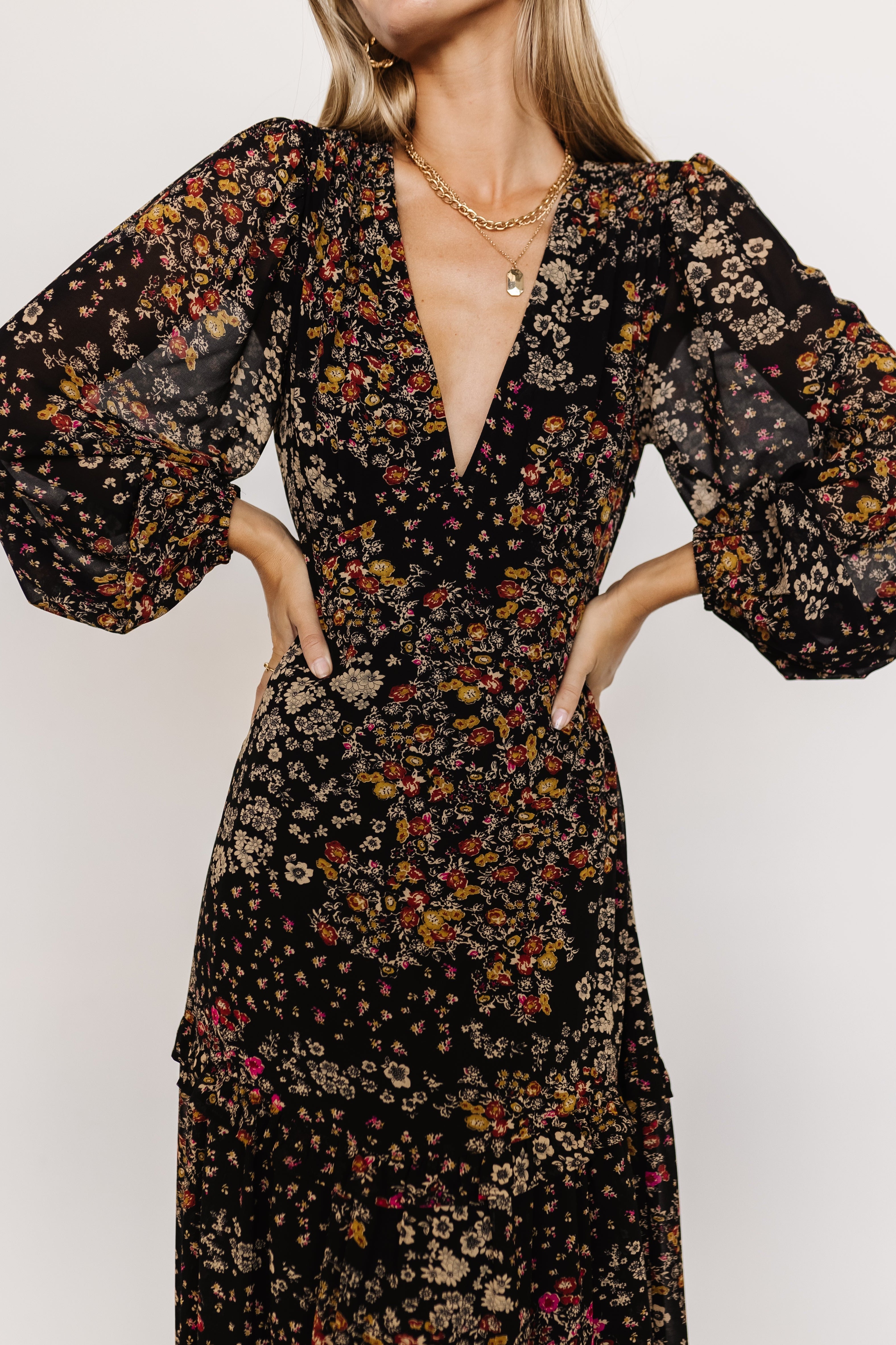 Bowman Deep V Maxi Dress | Baltic Born Black Multi