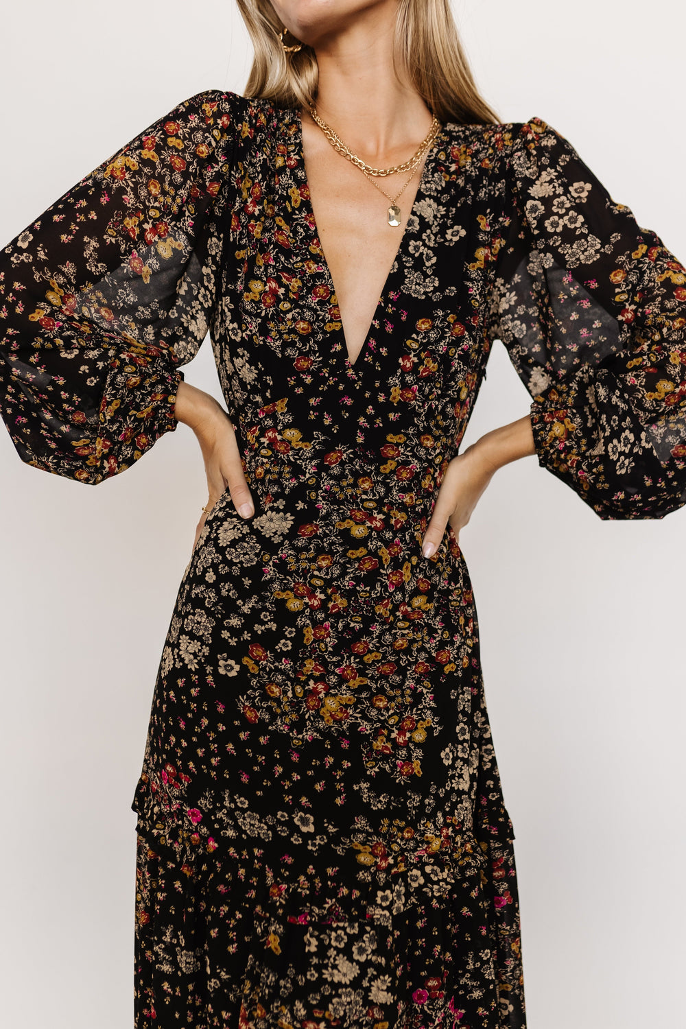 Bowman Deep V Maxi Dress | Baltic Born Black Multi