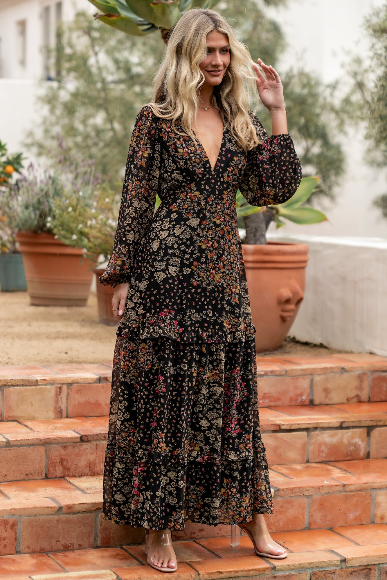 Bowman Deep V Maxi Dress | Baltic Born Black Multi