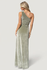 Tatiana Velvet One Shoulder Maxi Dress | Baltic Born Sage