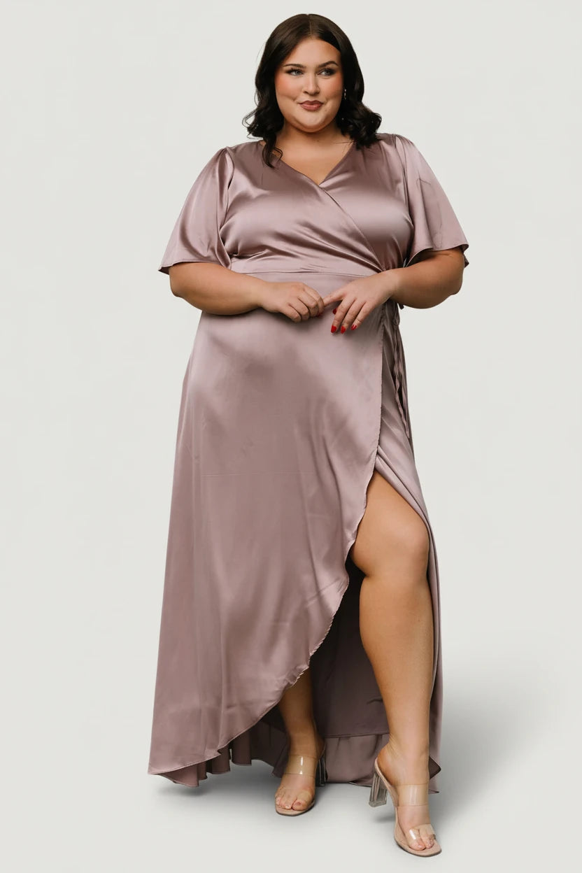 Vara Satin Maxi Wrap Dress | Baltic Born Lilac
