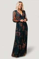 Layla Tulle Maxi Dress | Baltic Born Copper + Blue Metallic