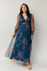 Layla Tulle Maxi Dress | Baltic Born Copper + Blue Metallic