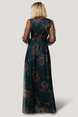 Layla Tulle Maxi Dress | Baltic Born Copper + Blue Metallic