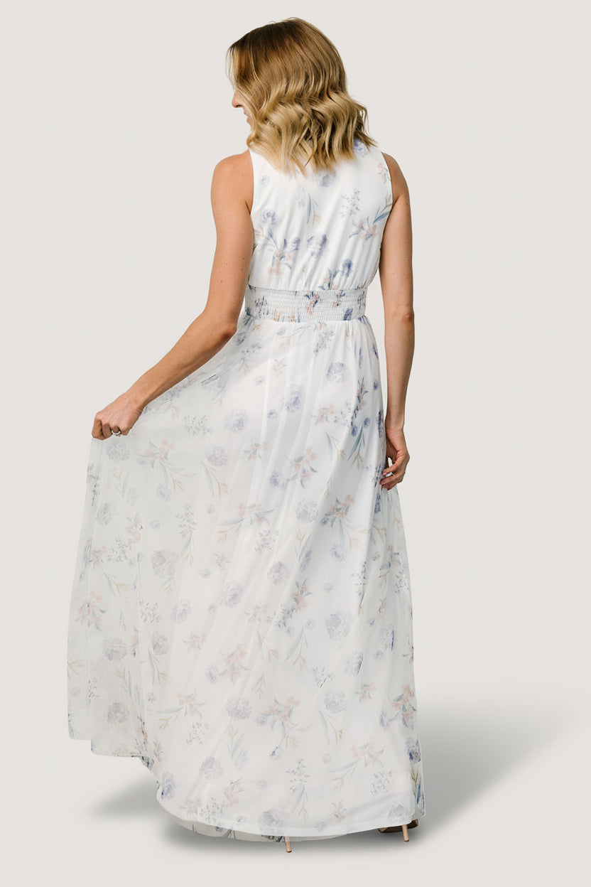Kamila Tulle Maxi Dress | Baltic Born White Floral
