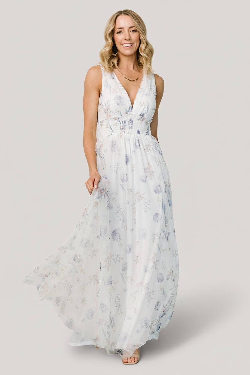 Kamila Tulle Maxi Dress | Baltic Born White Floral