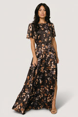 Agnes Satin Maxi Dress | Baltic Born Brown Floral