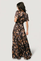 Agnes Satin Maxi Dress | Baltic Born Brown Floral