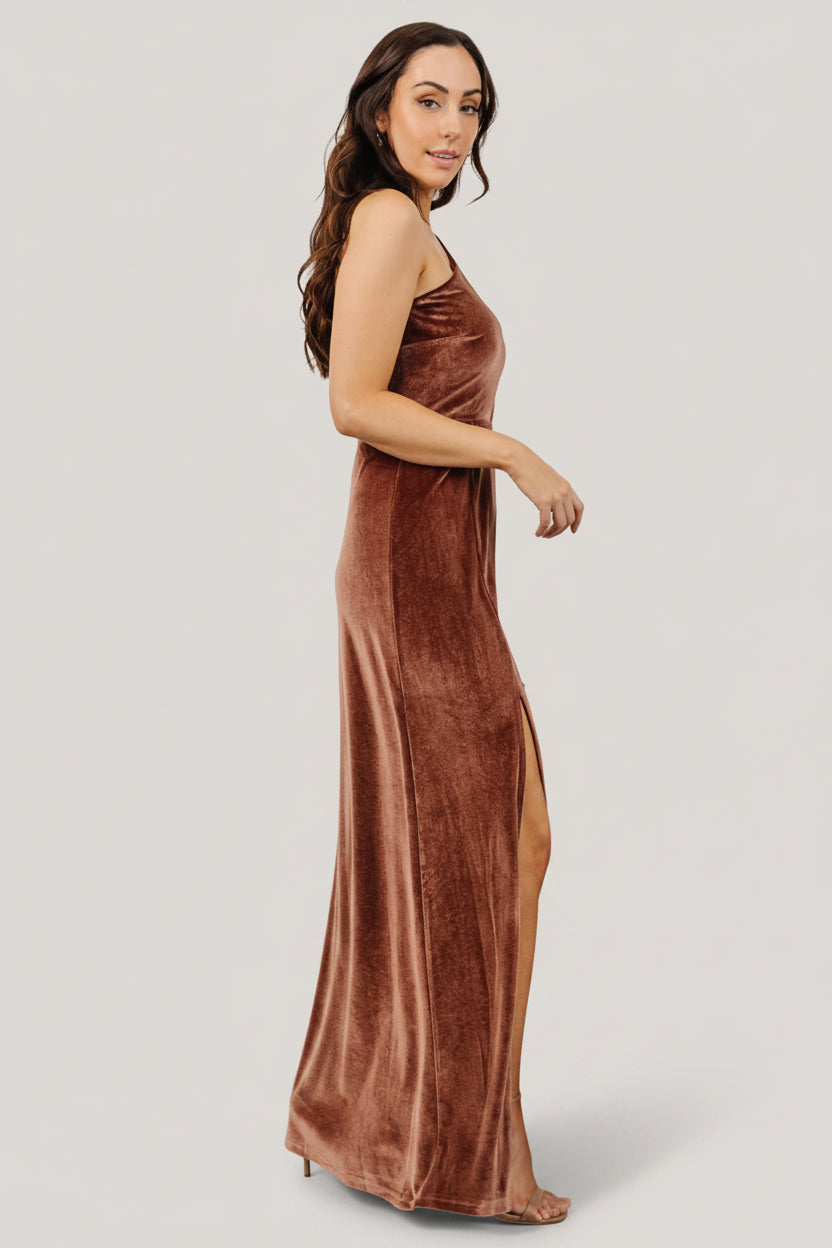 Tatiana Velvet One Shoulder Maxi Dress | Baltic Born Desert Rose