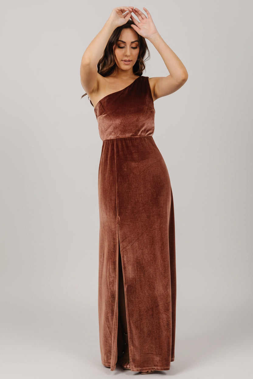 Tatiana Velvet One Shoulder Maxi Dress | Baltic Born Desert Rose