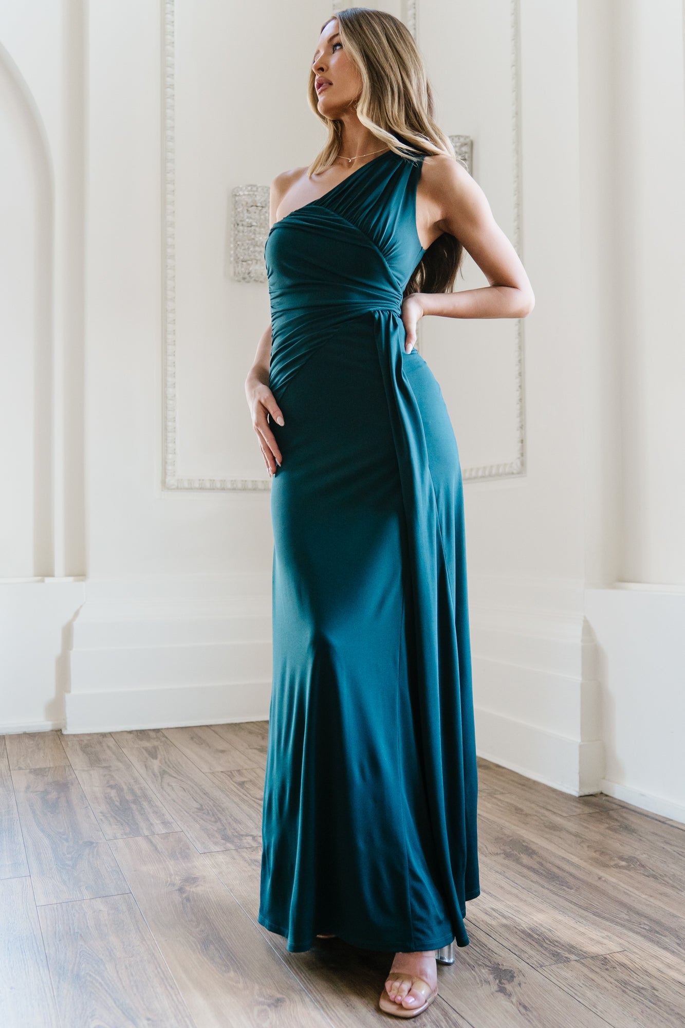 Adrianna One Shoulder Gown | Baltic Born Deep Topaz
