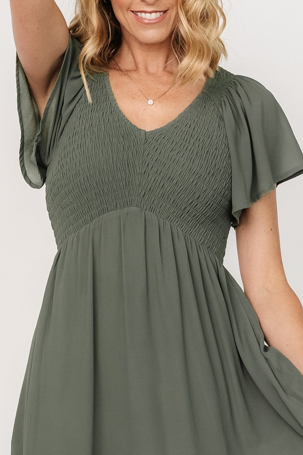 Monica Smocked Dress | Baltic Born Dark Sage