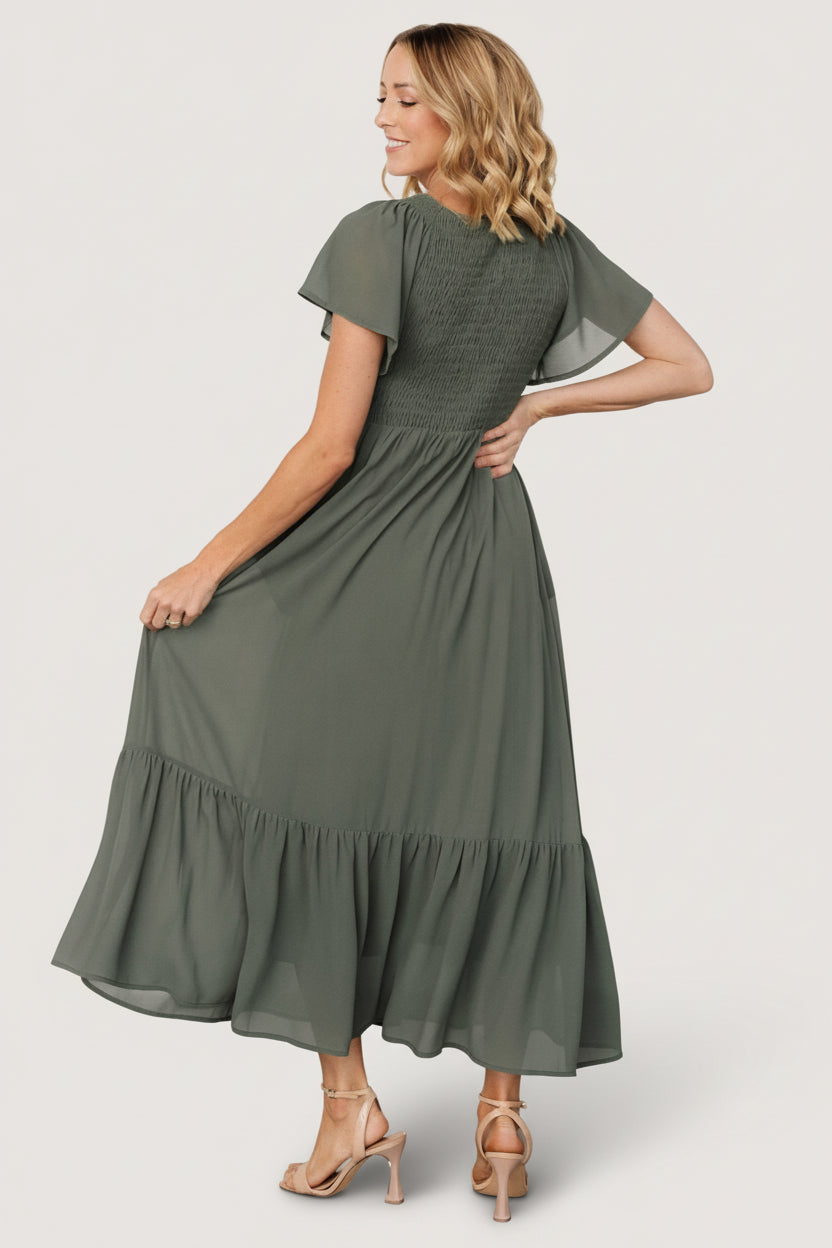 Monica Smocked Dress | Baltic Born Dark Sage