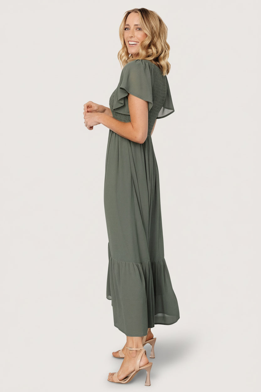 Monica Smocked Dress | Baltic Born Dark Sage