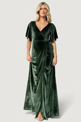 Meghan Velvet Wrap Maxi Dress | Baltic Born Deep Green