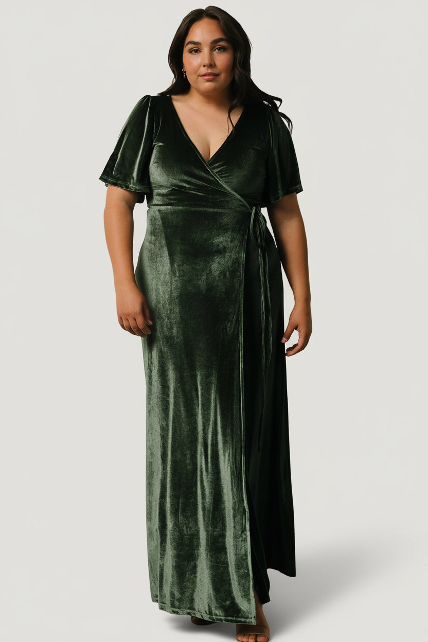 Meghan Velvet Wrap Maxi Dress | Baltic Born Deep Green