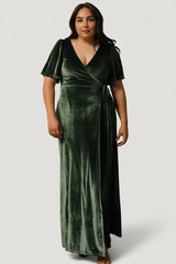 Meghan Velvet Wrap Maxi Dress | Baltic Born Deep Green