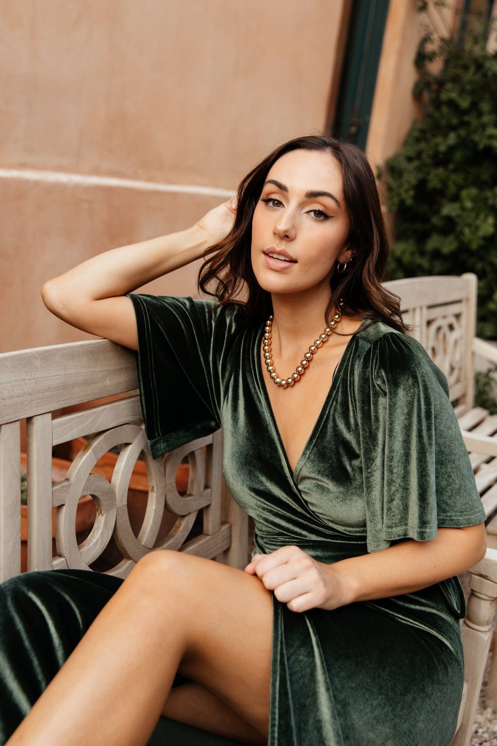 Meghan Velvet Wrap Maxi Dress | Baltic Born Deep Green