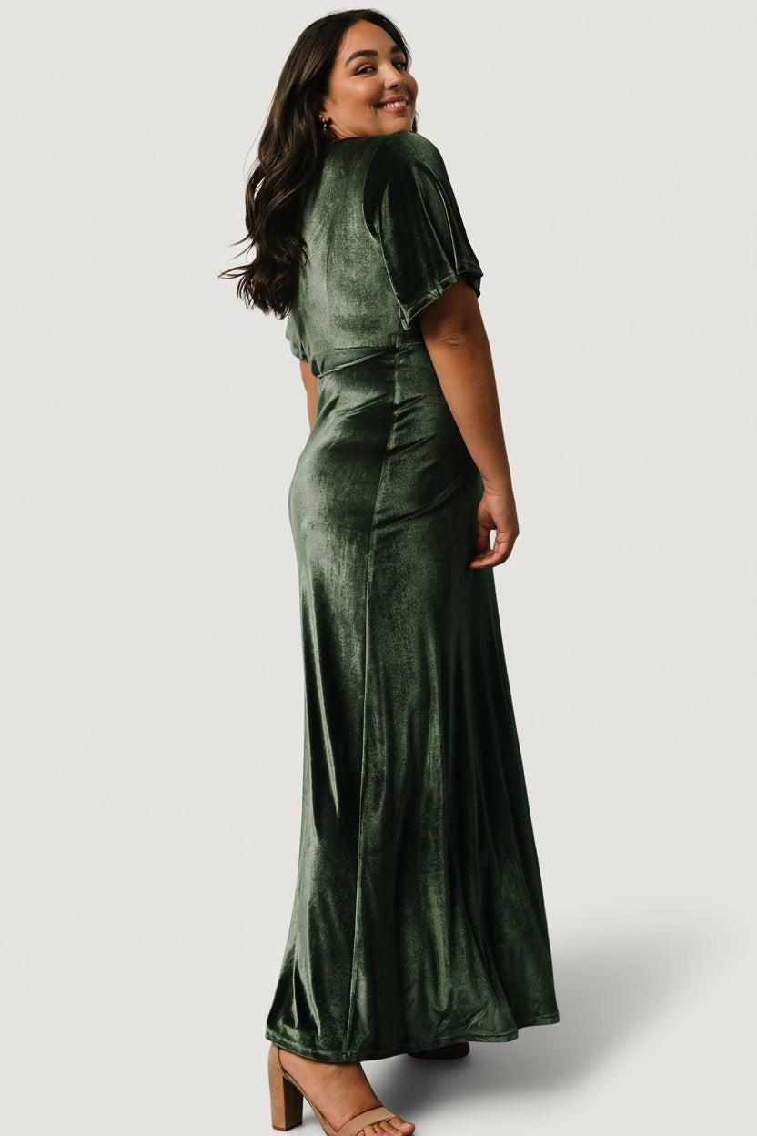Meghan Velvet Wrap Maxi Dress | Baltic Born Deep Green