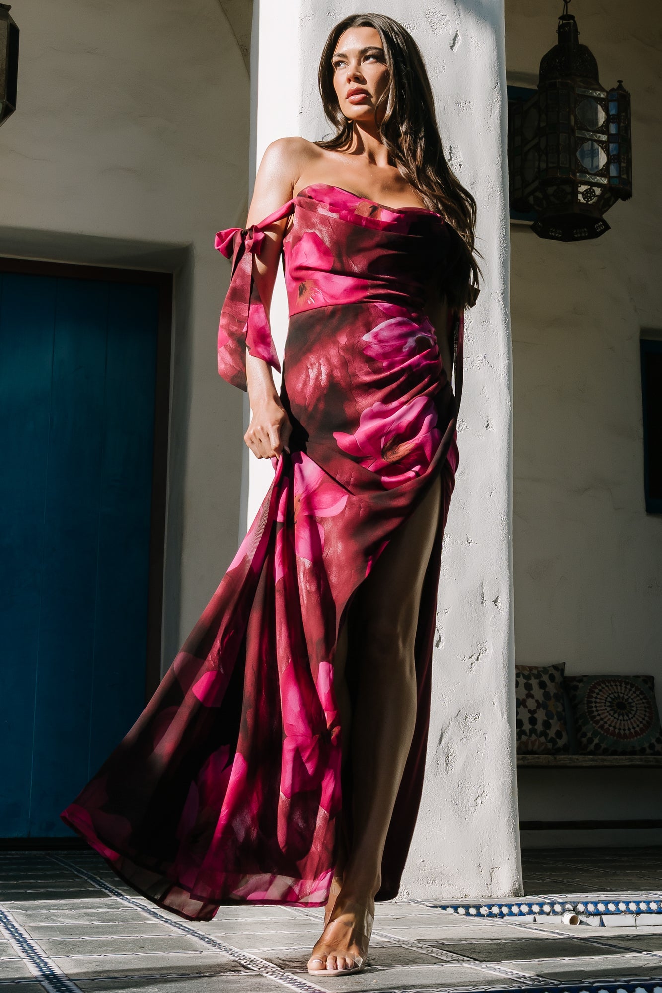 Allegra Off Shoulder Maxi Dress | Baltic Born Berry Rouge Floral