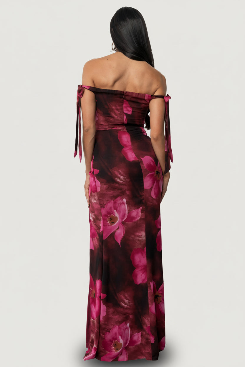 Allegra Off Shoulder Maxi Dress | Baltic Born Berry Rouge Floral