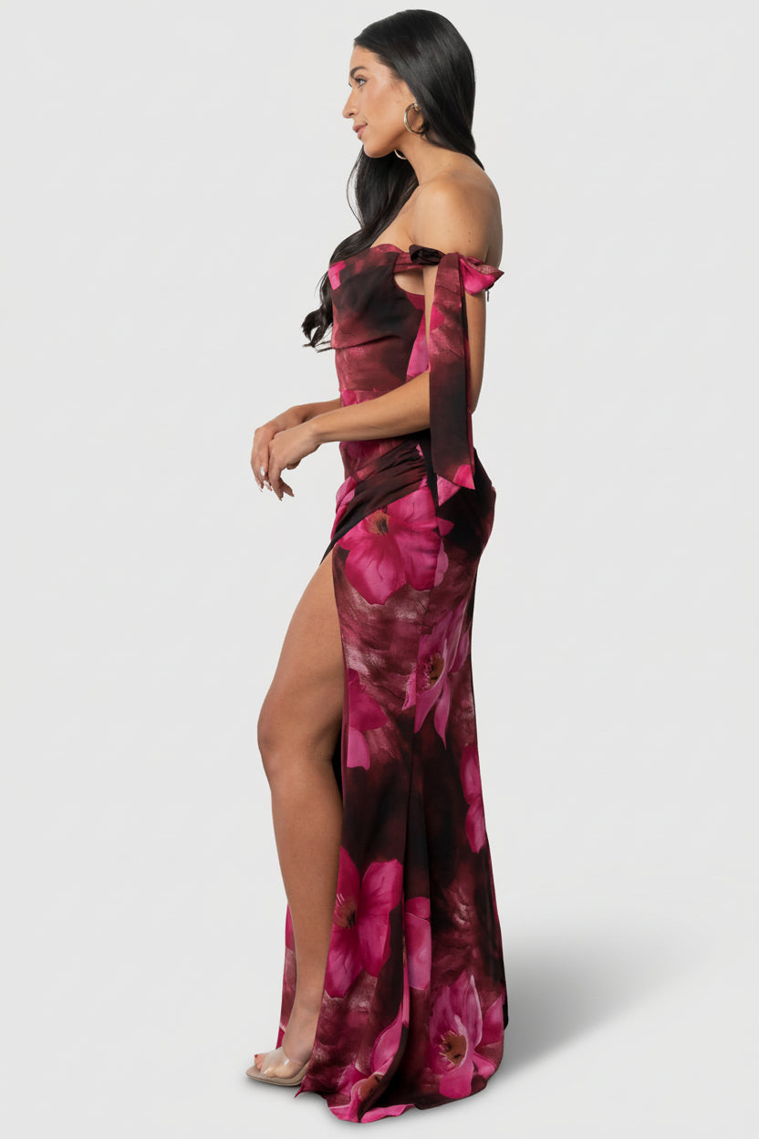 Allegra Off Shoulder Maxi Dress | Baltic Born Berry Rouge Floral