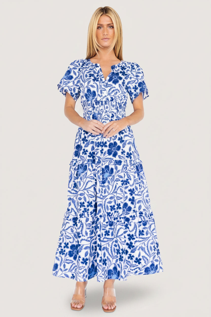 Kiana Poplin Maxi Dress | Baltic Born Blue Multi