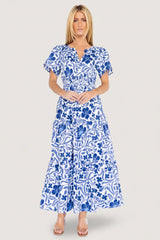 Kiana Poplin Maxi Dress | Baltic Born Blue Multi