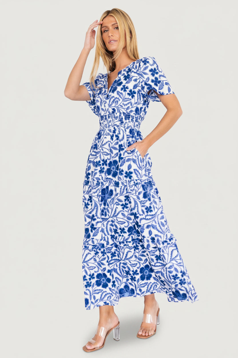 Kiana Poplin Maxi Dress | Baltic Born Blue Multi