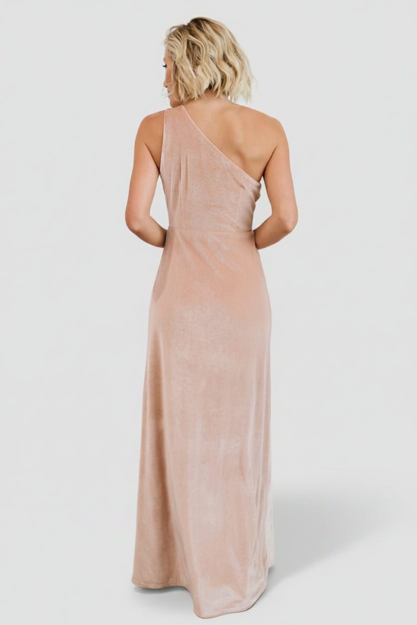 Tatiana Velvet One Shoulder Maxi Dress | Baltic Born Champagne
