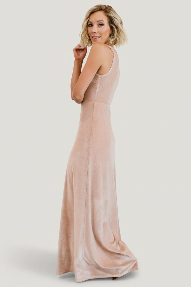 Tatiana Velvet One Shoulder Maxi Dress | Baltic Born Champagne