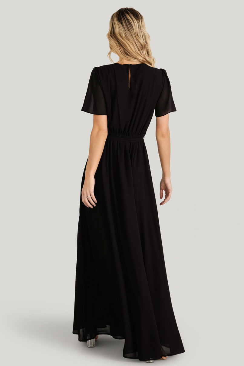 Naomi Short Sleeve Maxi Dress | Baltic Born Black