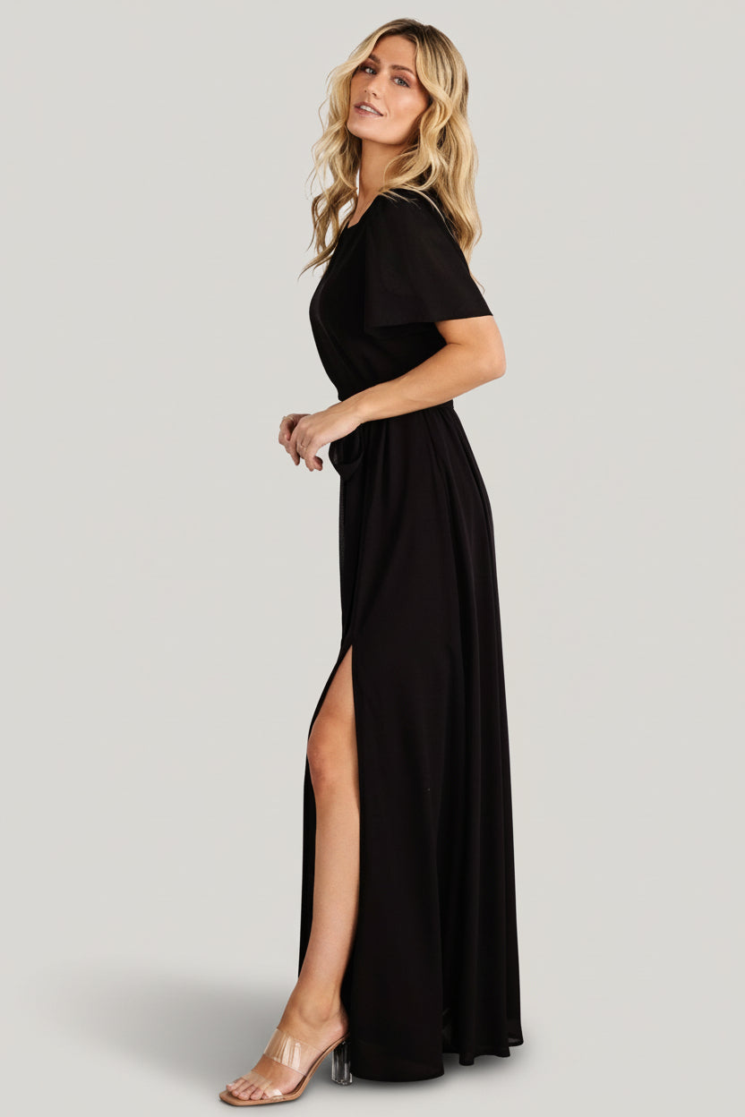 Naomi Short Sleeve Maxi Dress | Baltic Born Black