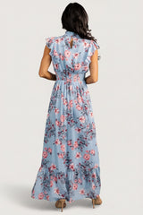 Kearny Ruffle Maxi Dress | Baltic Born Light Blue + Blush