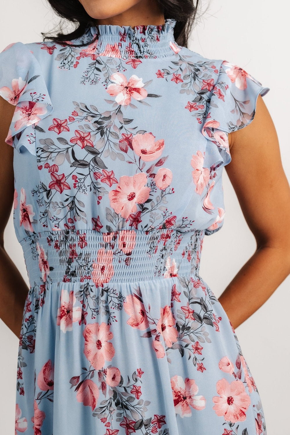 Kearny Ruffle Maxi Dress | Baltic Born Light Blue + Blush