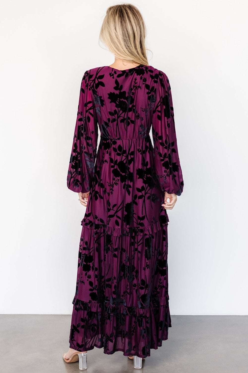 Liana Velvet Embossed Maxi Dress | Baltic Born Mulberry