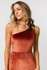 Tatiana Velvet One Shoulder Maxi Dress | Baltic Born Cinnamon
