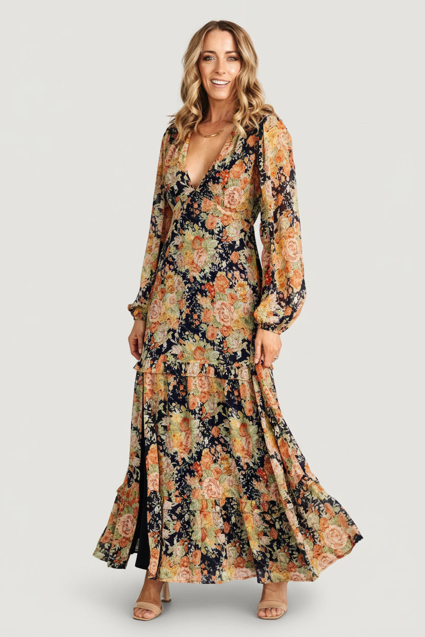 Bowman Deep V Maxi Dress | Baltic Born Navy Floral