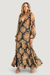 Bowman Deep V Maxi Dress | Baltic Born Navy Floral
