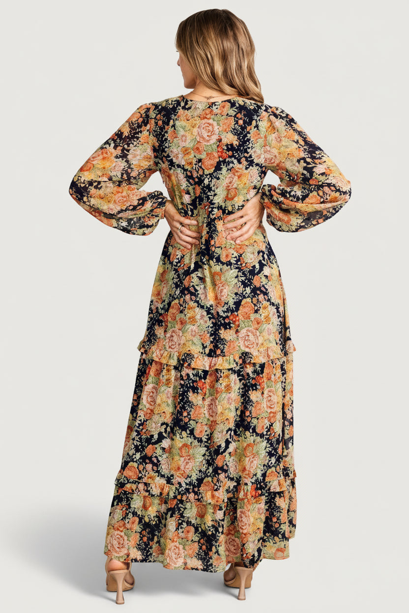 Bowman Deep V Maxi Dress | Baltic Born Navy Floral