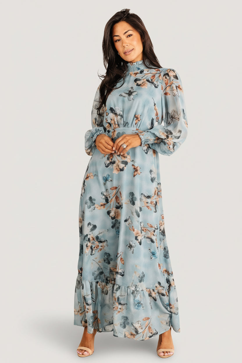 Luciana Maxi Dress | Baltic Born Cyan Blue Floral
