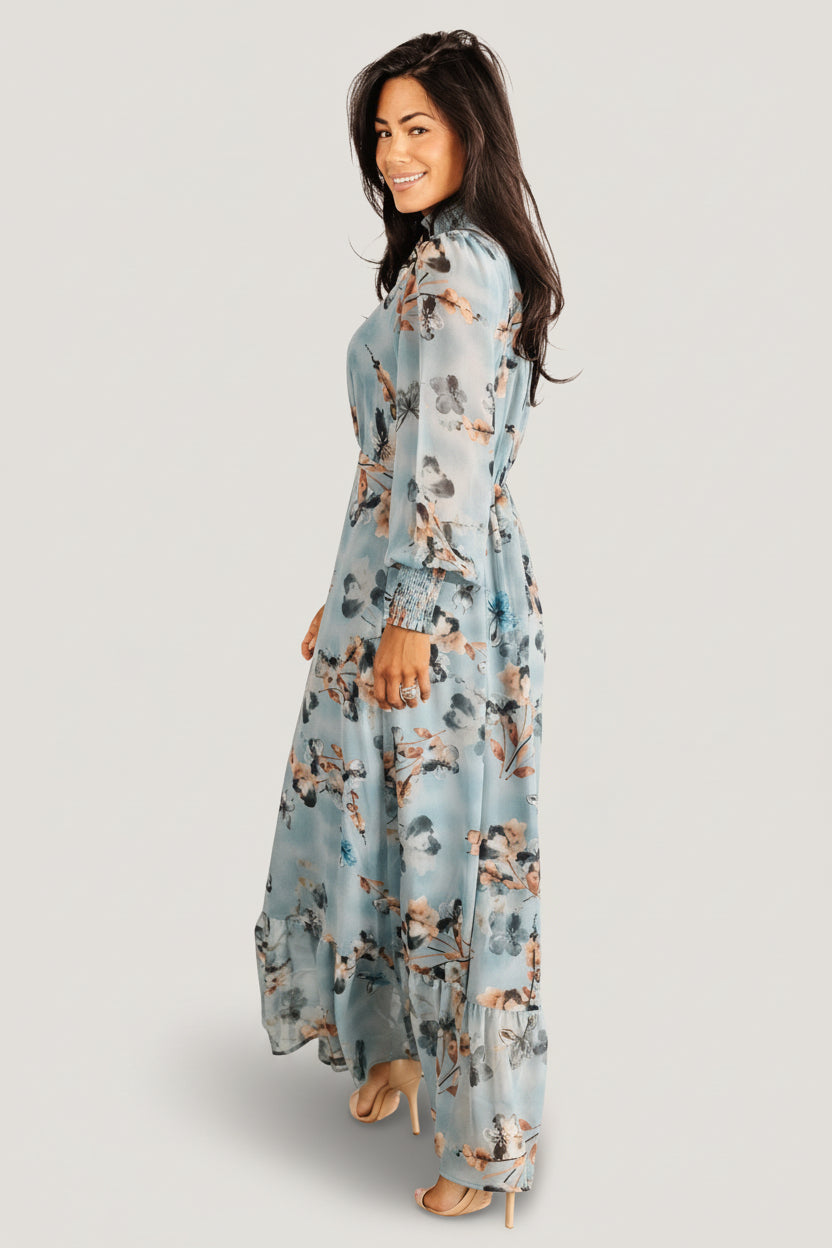 Luciana Maxi Dress | Baltic Born Cyan Blue Floral