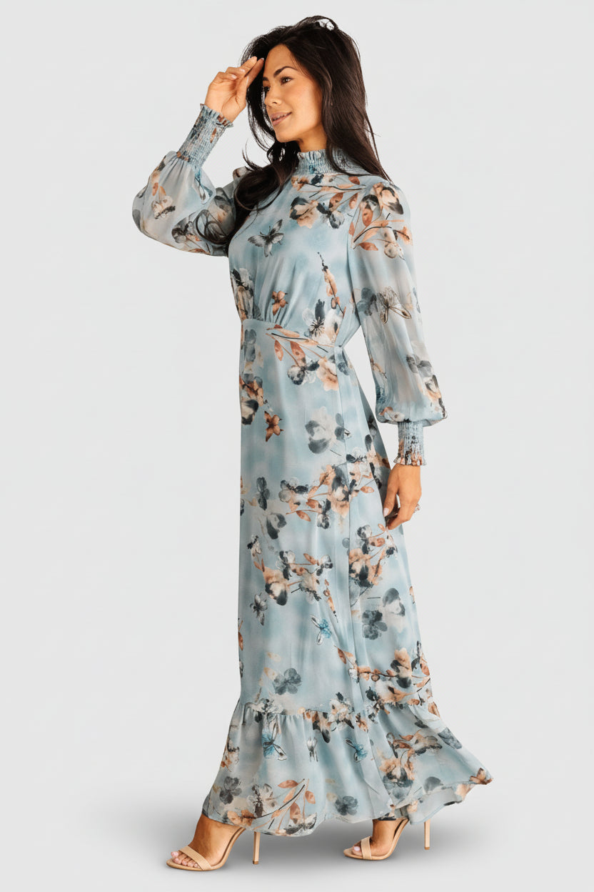 Luciana Maxi Dress | Baltic Born Cyan Blue Floral
