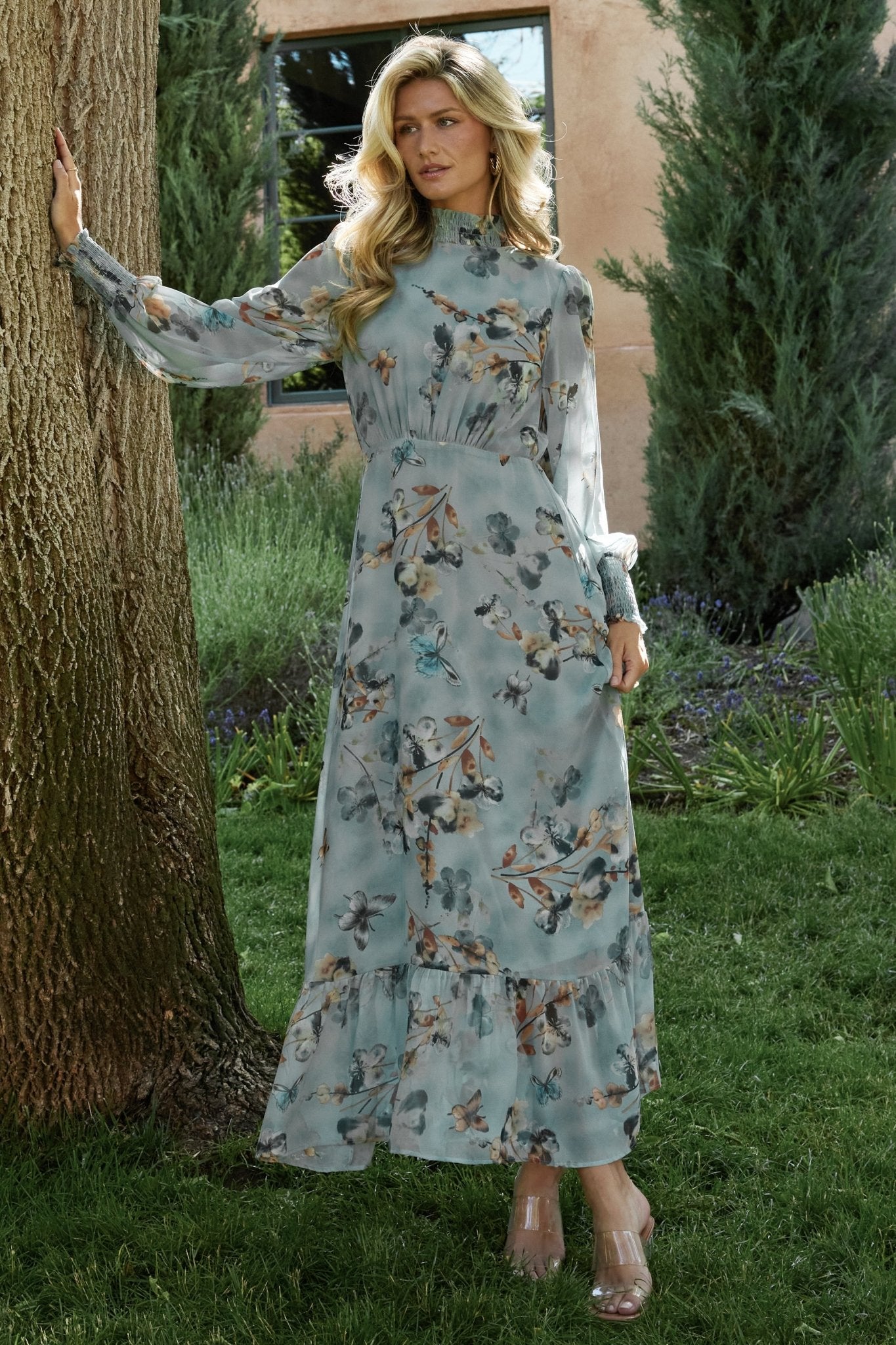 Luciana Maxi Dress | Baltic Born Cyan Blue Floral