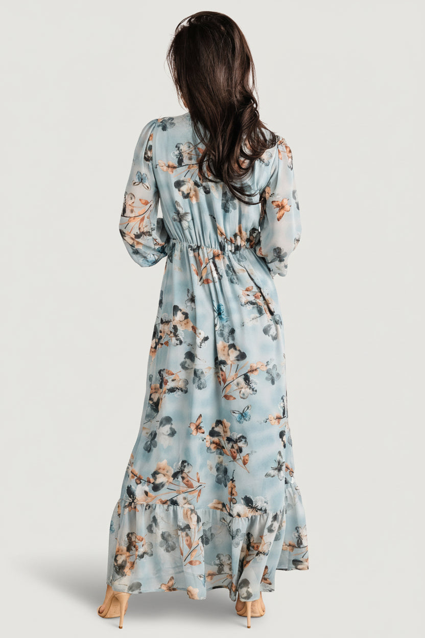 Luciana Maxi Dress | Baltic Born Cyan Blue Floral