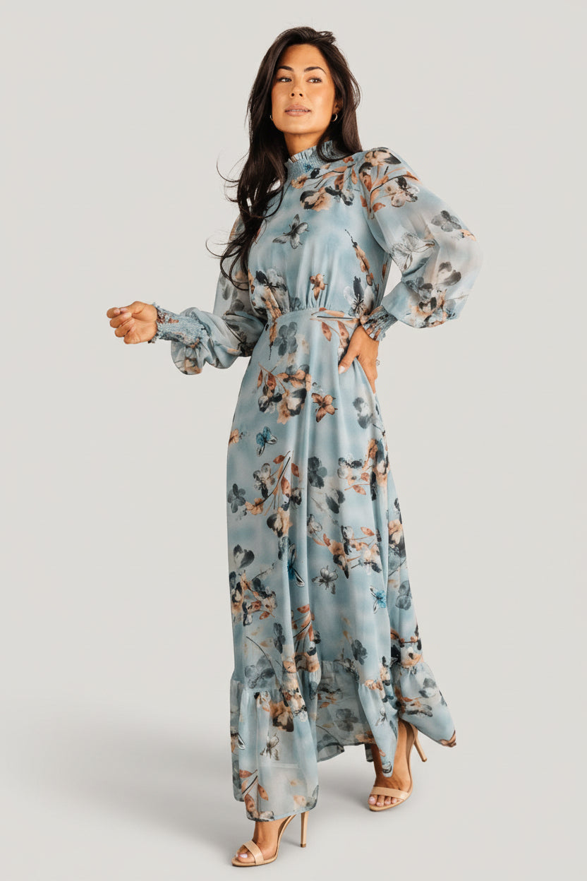 Luciana Maxi Dress | Baltic Born Cyan Blue Floral