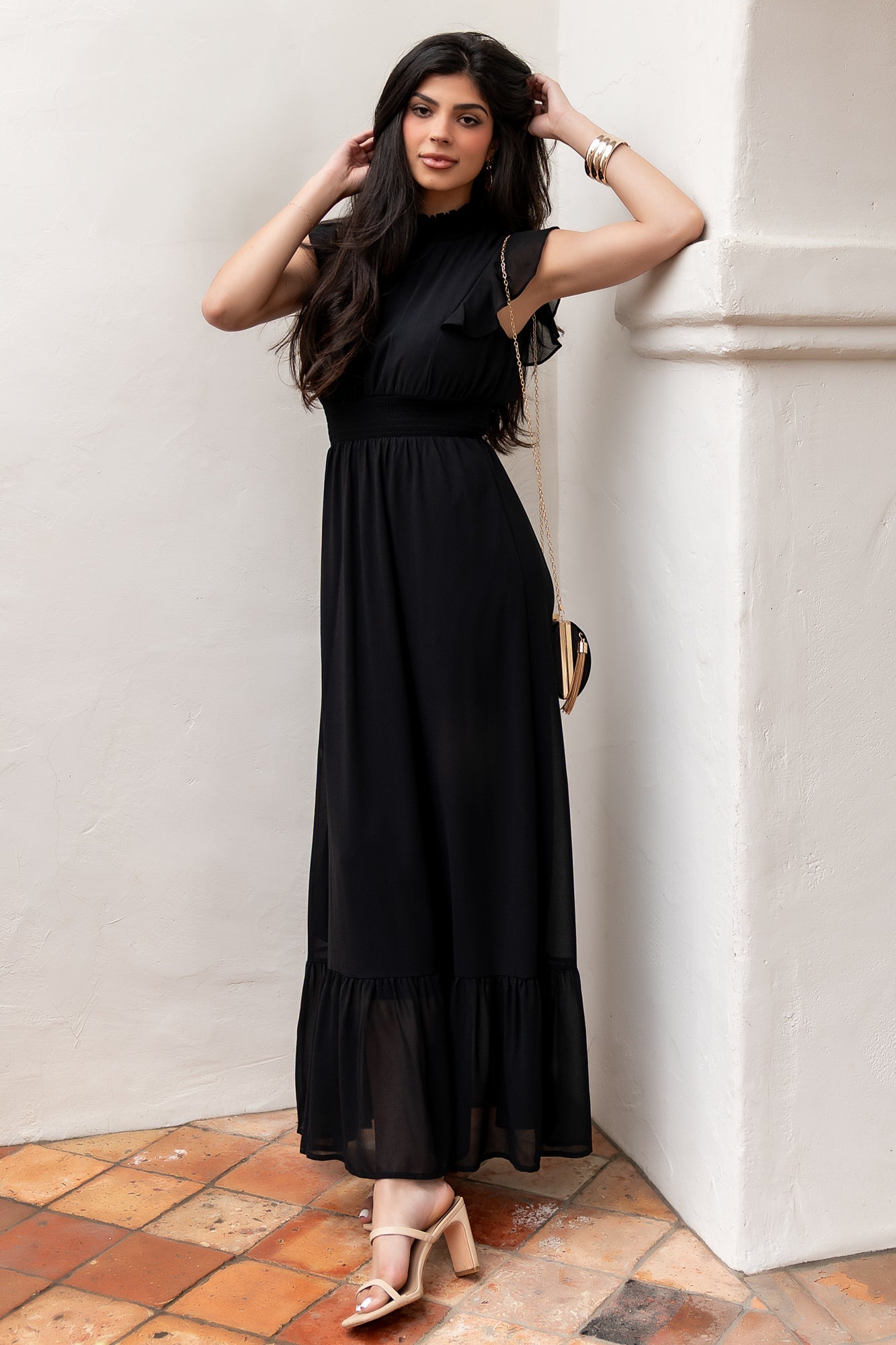 Kearny Ruffle Maxi Dress | Baltic Born Black