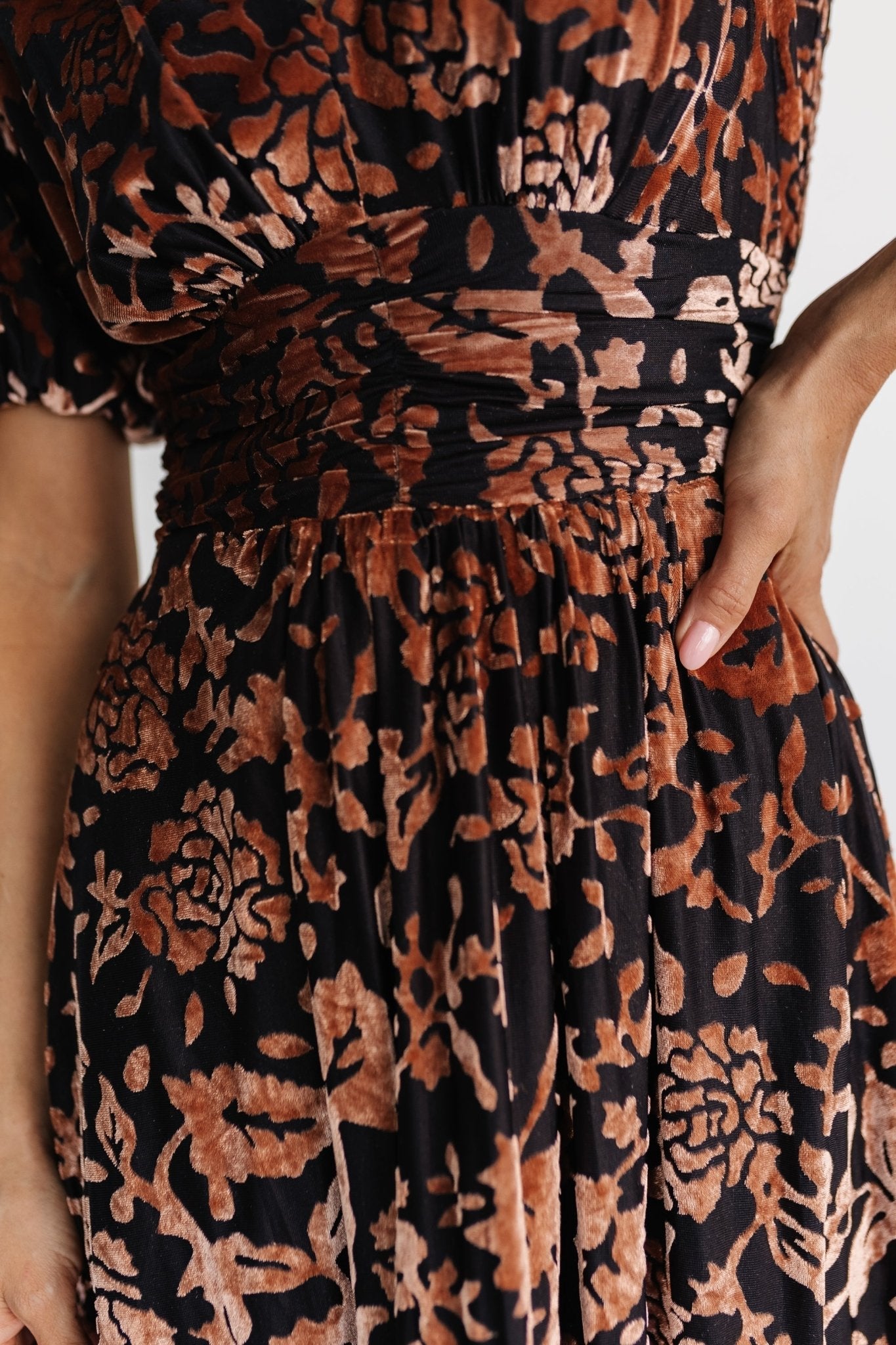 Leslie Velvet Maxi Dress | Baltic Born Black + Bronze